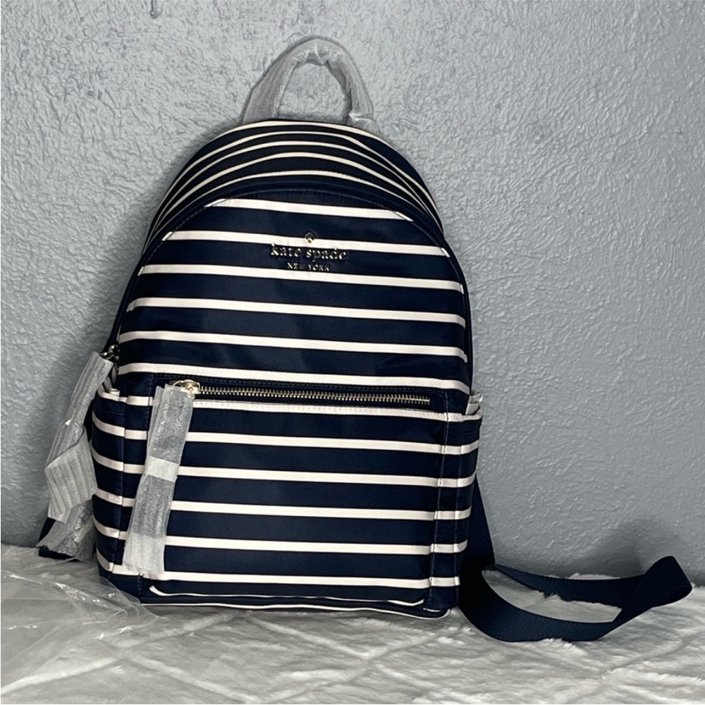 Kate Spade Chelsea Nylon Medium Backpack Bag Parisian Navy NWT - Picture 9 of 12